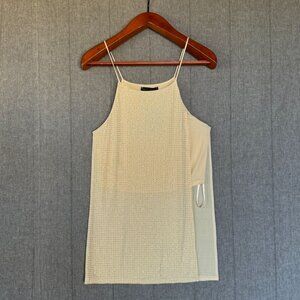 Y2k Sheri Bodell Cream Gold Drop Embellished Slinky Open Side Strappy Top